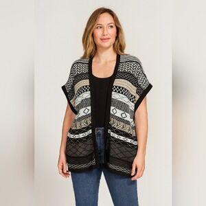 Bongo‎ Women's Geometric Print Sleeveless Cardigan Sweater M